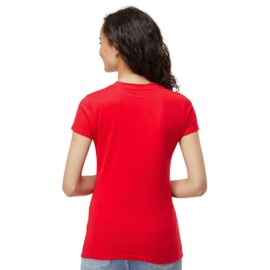 Canada Day Womens T-Shirt - Premium Maple Leaf Minimalist Tee L1, Red (S)