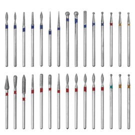 Bestgle 30 Pcs Nail Drill Bit Set Professional Diamond Nail Art Drilling Bits Cuticle Dead Skin Clean Nail Files Manicure Tools for Personal Manicure Pedicure Home Salon Use