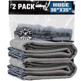 Chemical Guys Toalla de Secado de Microfibra con Ribete de Seda MIC-781-02, 25 x 36 in, Gris, 2 Piezas