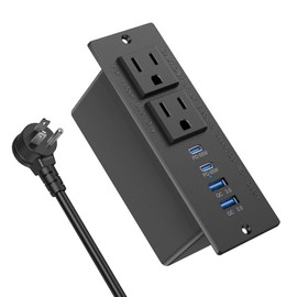 Conference Recessed Power Strip USB C Fast Charging,Furniture Recessed Outlet,Table Power Strip,Flush Mount for Side Table (Black, 65W USB-C Ports)