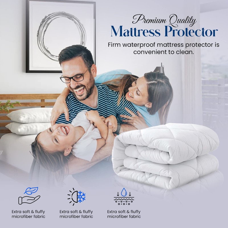 Sunshine Comforts Microfiber Quilted Waterproof Small Double Mattress Protector, 30cm
