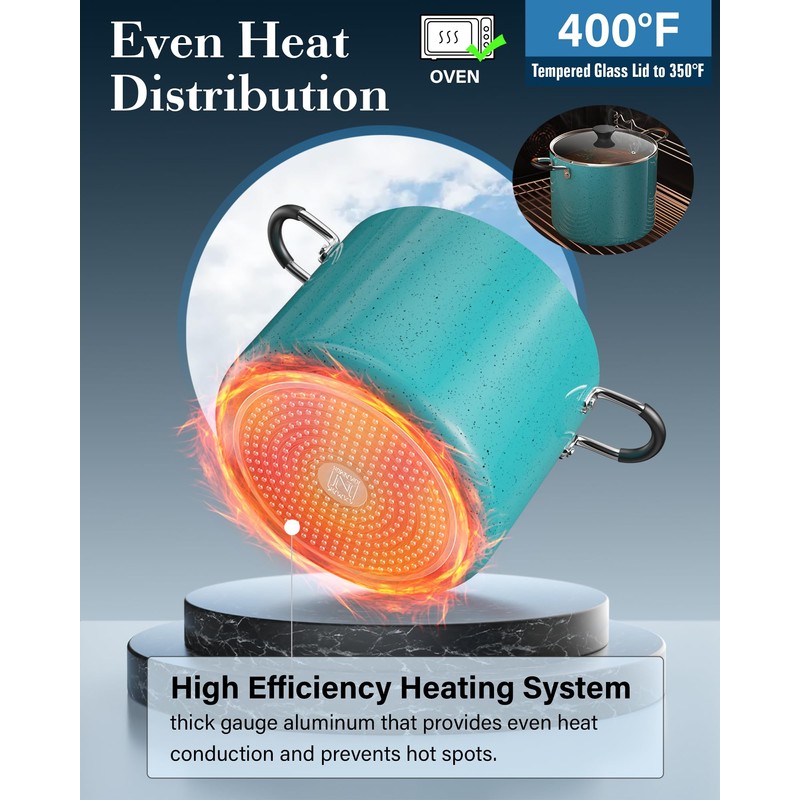 Cook N Home Nonstick Stockpot with Lid 10.5-Qt, Professional Deep