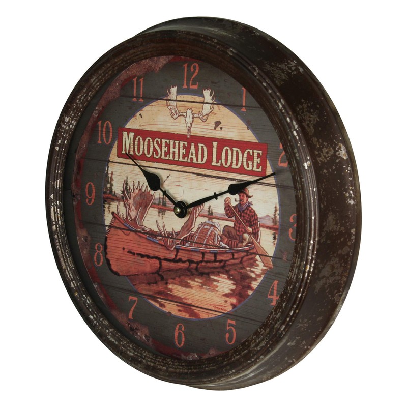 Rivers Edge Products Moosehead Rusty Metal Clock, 15-Inch