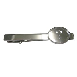 Silver Toned Etched Oval Question Mark Tie Clip