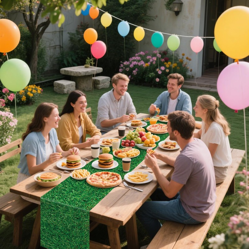 Grass Table Runner, 6 Pcs Green Grass Table Runners for