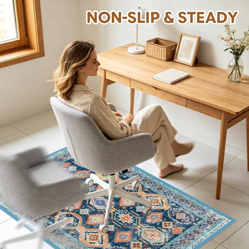 Flowers Office Chair Mat for Hardwood Floor, 35 X 47in