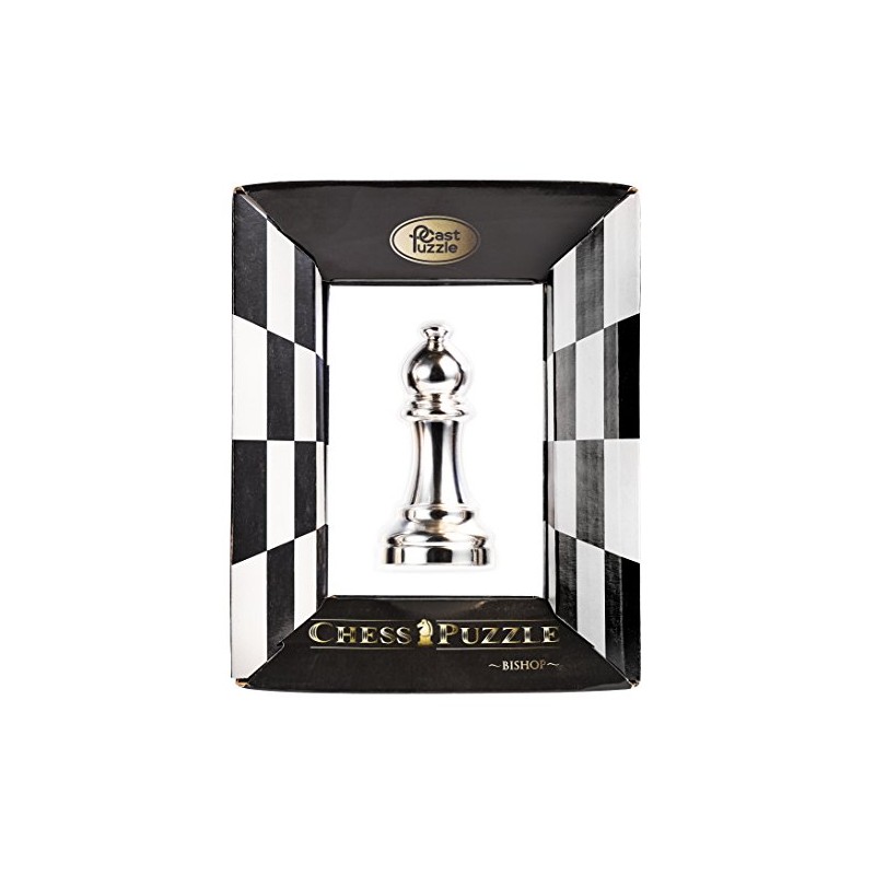 EUREKA 473684 Bishop Cast Chess Game, Silver