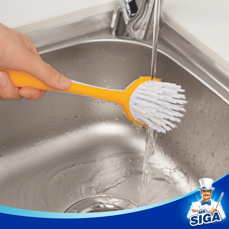 MR.SIGA Round Dish Brush, Size: Dia 5.5 x 25cm -