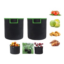 ALCIONO Fabric Grow Bags (Pack of 2) for Terrace Garden - Grow Vegetables, Creepers, on These Smart Fabric Pots, Black (Size-14 Inch x 12 Inch) - 8 Gallons (30L)