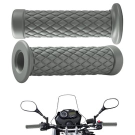 Motorcycle Grips 22 mm, Vintage Cafe Racer Handlebar Grips, Non-Slip Rubber Motorcycle Handlebar Grips for Moped, Dirt Bike, Universal Motorcycle Handlebar Hand Grip Compatible with Honda/Harley (Grey