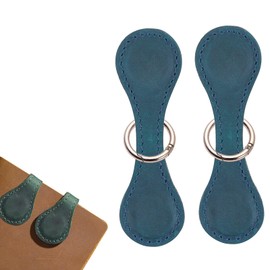 Magnetic Bookmarks Vintage Leather Bookmark 2pcs Blue Book Marker with Circle Buckle，Page Markers Reading Gifts for Women, Men, Book Lovers,Student