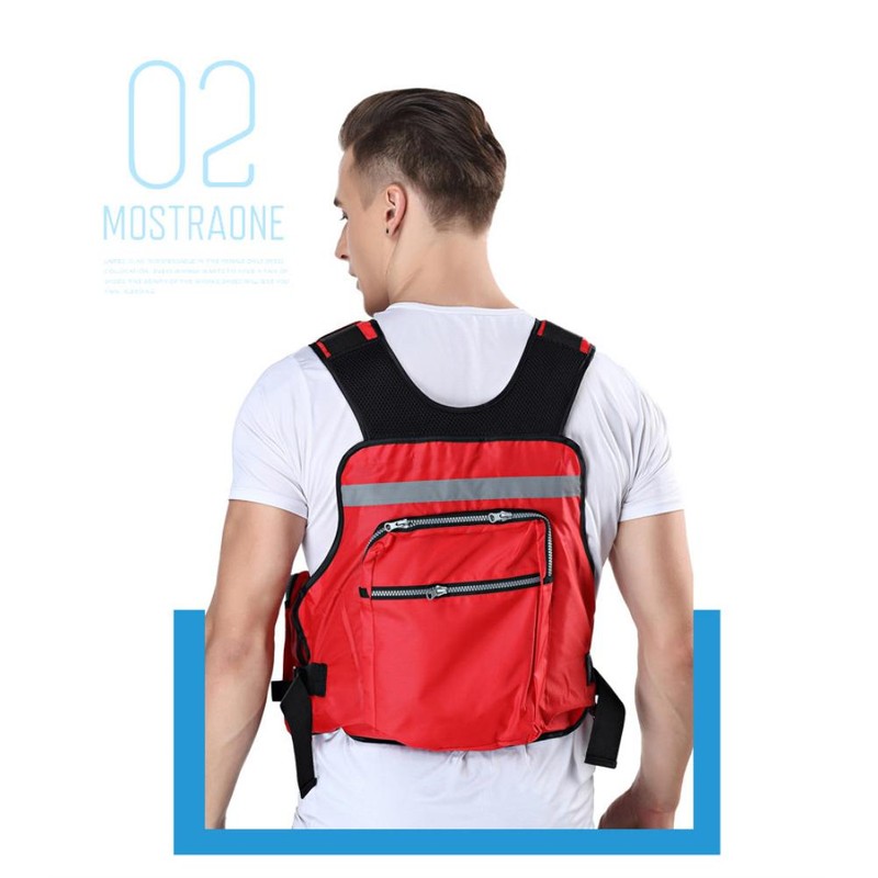 Outdoor Fishing Vest Life Jacket with Whistle Multi Pocket Flotation
