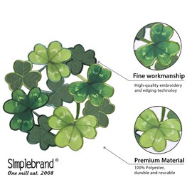 Simplebrand Juego de 4 manteles individuales del día de San Patricio, redondos, con apliques bordados, con trébol irlandés, para comedor, decoración de mesa de trébol irlandés, festival de primavera (15 pulgadas RD, 4 piezas)