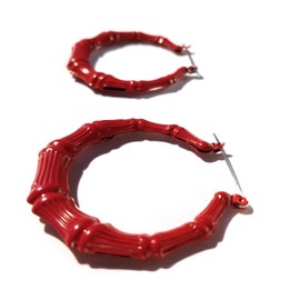 Bamboo Earrings 2 inch Hoop Earrings Lightweight Assorted Colors, Bamboo