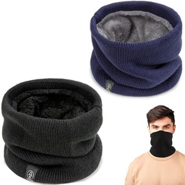 FiveMileBro Men's Neck Tube Neck Warmer Men Neck Tube Unisex for Outdoor Skiing Motorcycle Running Cycling, Black + Navy