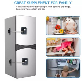 Erkovia 2 Pack Fridge Lock Freezer Lock with 4 Key for Child Safety Refrigerator Locks