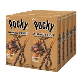 Pocky Almond Crush Biscuit Sticks – Chocolate Cream Covered with Real Almonds – (Pack of 10 boxes, 1.45 oz/each)