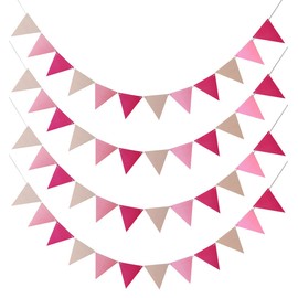 48Pcs Rainbow Pennant Banner, BetterJonny 4 Pack Felt Fabric Flags Pennant Banners Triangle Flag for Party Wedding Christmas Birthday Bedroom Decoration