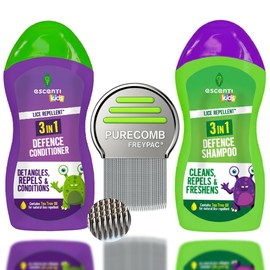 FREYPAC Purecomb Nit Kit with Shampoo and Conditioner for Headlice Treatment, Removes Lice and Eggs, Protects all Hair Types with Child Friendly Formula that includes tea tree oil