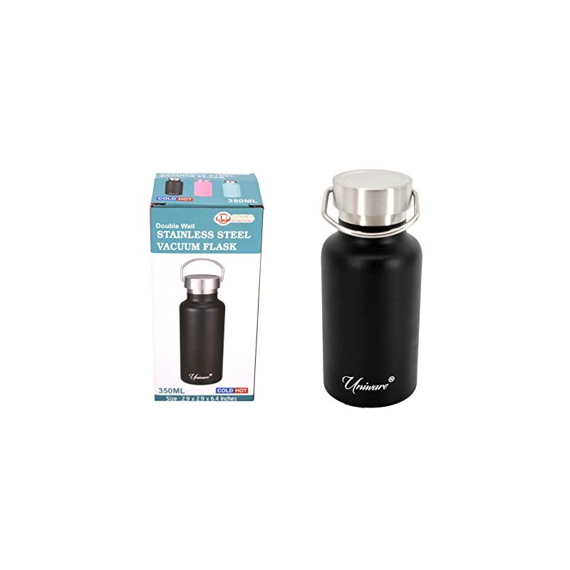 Uniware Houseware Black Vacuum Flask, 350 mL, 2.9 x 2.9