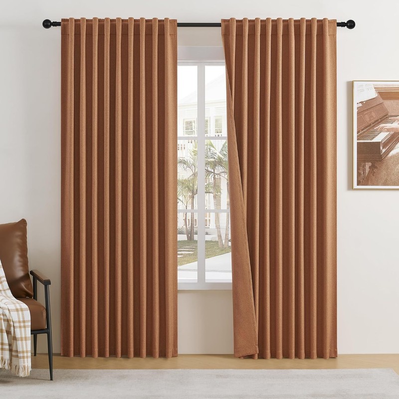DUALIFE - Cortinas 100 opacas de lino texturizado de 84