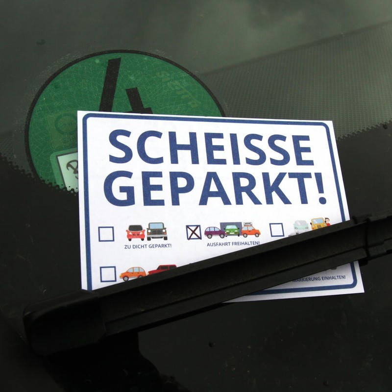 trendaffe Scheisse Geparkt! (German language) Comic Edition Windscreen Notepad, Set