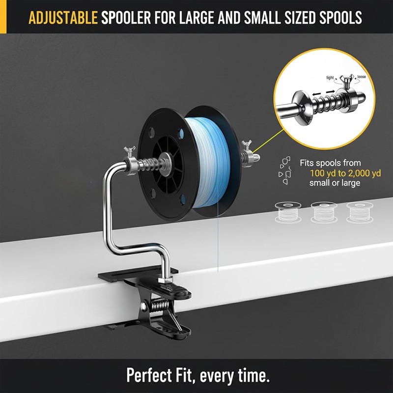 Manual Fishing Line Spooler for Reel Line Winding – Adjustable