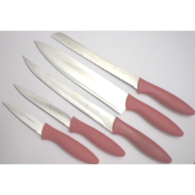 Kittamor 6 Knife Set with Red Wooden Block