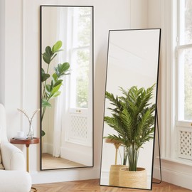 Mirror Full Length 64"x21" Rectangle Floor Mirror with Stand, Aluminum Alloy Frame & Shatterproof Glass Full Body Mirror, Freestanding Hanging or Leaning Wall Mirrors for Bedroom Closet Living Room