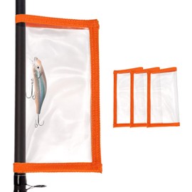 PATIKIL Fishing Lure Wrap 3.9" x 7.1", 4 Pack Durable Clear PVC Lure Covers Fishing Hook Covers Bait Storage Easily See Lures Keep Fishing Safe, Orange