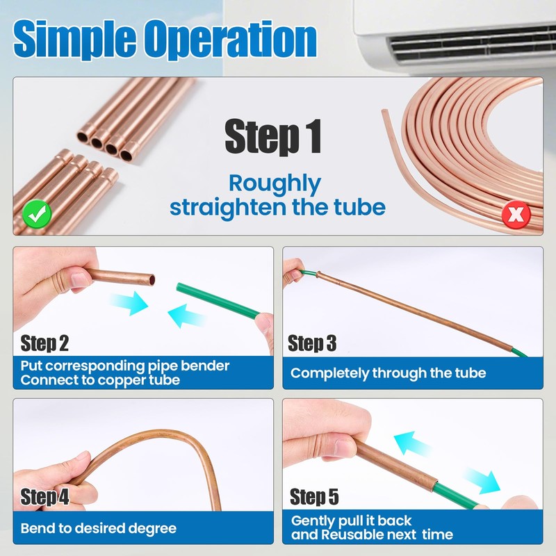 WISSCOOL 4Pcs Conditioning Copper Tubing Pipe Extension 1/4" 3/8" 1/2"