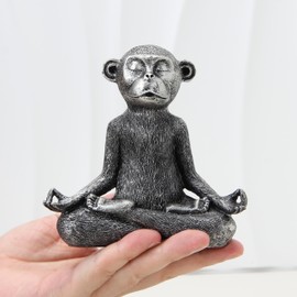 Smadeer Monkey Statue for Home Decoration,Monkey Figurine Sitting in Yoga Pose for Meditation Zen Spiritual Living Room Bedroom Shelf Bookshelf Decor Accents,Cute Animal Gifts,Small Holiday Ornament