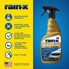 Rain-X Pro 620213 3-in-1 Bug, Tar and Adhesive Remover, 16oz - Premium Bug, Tar and Adhesive Remover to Help Clean and Remove Sticky Contaminants