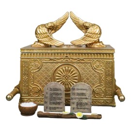Ebros Gift Matte Gold Throne Of God Ark Of Covenant Model W/ Contents Trinket Box Figurine
