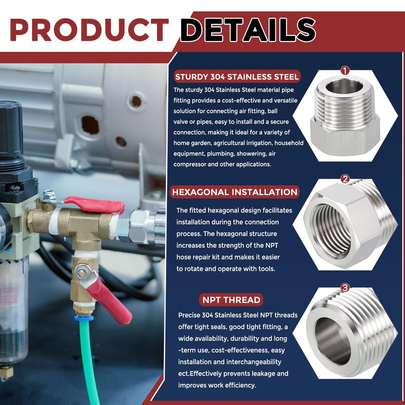 Kozelo Pack of 1, 1" Male NPT to 3/4" FeMale