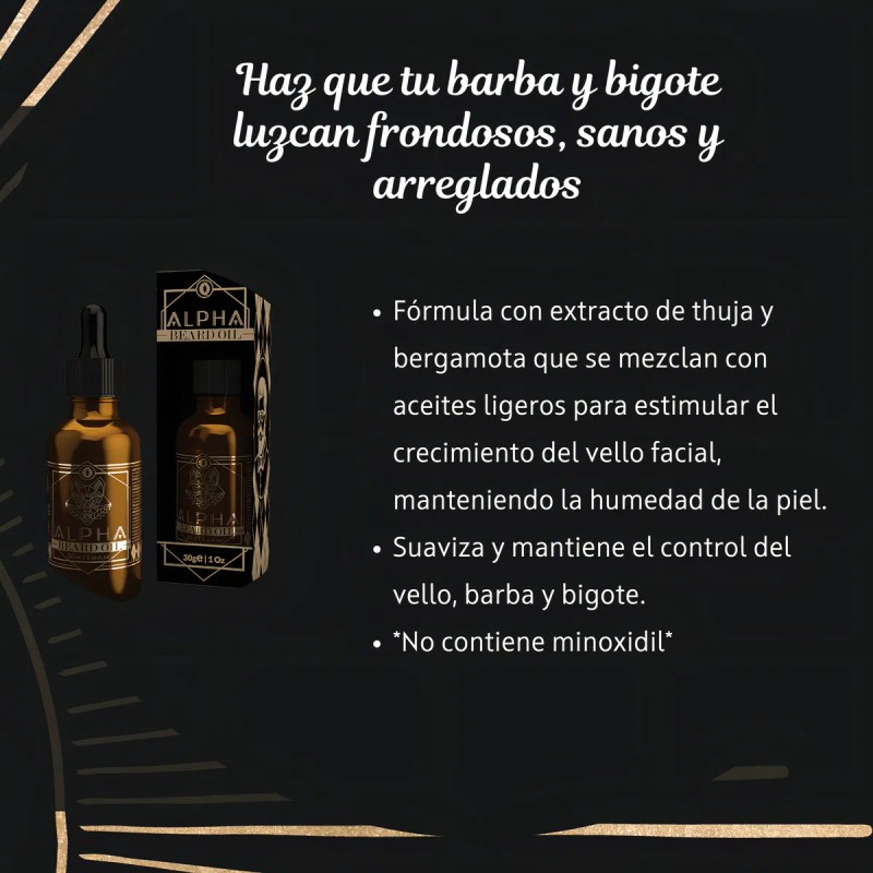 Kit 3 Aceite Barba Bigote Ouro Alpha Beard Oil Bergamota