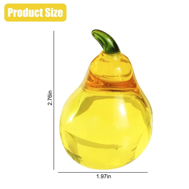 YANGSHINE Crystal Pear Statue Ornament Artificial Fruit Sculpture Table Decoration