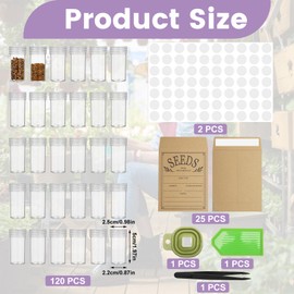 Nage-Bay 120 Slots Seed Storage Box with 25 Envelopes and Tools, Large Sturdy Storage Organizer for Garden Plant Seeds, Seed Bank with Zipper, Label, Funnel, Tweezers, Tray (Seeds Not Included)