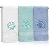 Hahafelt 3 Pack Coastal Hand Towels - 100% Cotton Beach