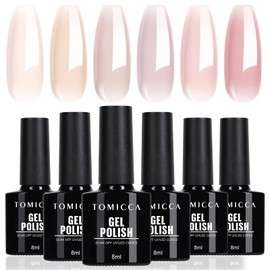 TOMICCA Gel Nails, Sheer Color Gel, Transparent Nail Art, Set of 6 Colors, Transparent, 0.3 fl oz (8 ml), UV/LED Compatible, Suitable for Beginners & Professionals, Polish Type