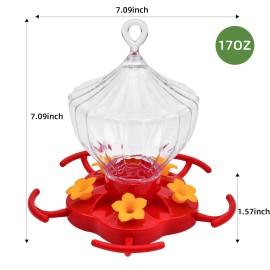 Hasuber Hummingbird Feeders for Outdoors, Hanging Hummingbird Feeder Anti-Ant with 5 ...