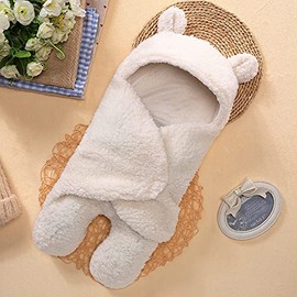 Yinuoday - Manta con Capucha para bebé, Manta de Forro Polar para recién Nacido, Saco de Dormir para bebés niños y niñas (Blanco)                     