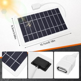 USB Solar Panel Charger, Portable Solar Panel Kit for Camera, Cell Phone Charging, Camping, Hiking, Outdoor Travel 5V 5W