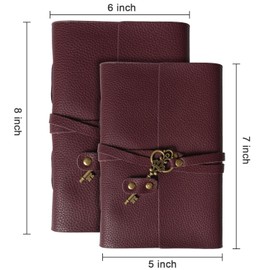 MAYBELL Leather Journal Notebook for Writing, Genuine Leather Bound Journal for Men Women, 240 Lined Pages Leather Notebook for Home Office Traveling Gift(Red, 5" x 7")