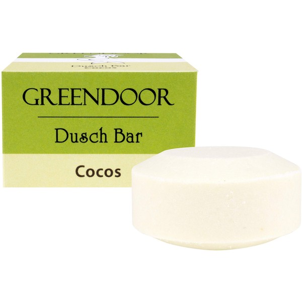 GREENDOOR Shower Bar Cocos 75 g, Approx. 25 Applications, Solid Shower Gel, Natural Solid Bar with Organic Coconut Extract, Mild Skin, No Palm Oil, Sulphates Plastic, Natural Cosmetics Naturally Not Testing, Coconut