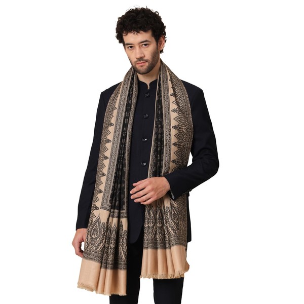 Large Kani Zari Weave Indian Kashmiri Shawl Wrap for Men