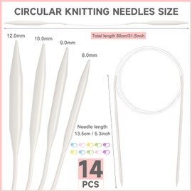 Aeelike Circular Knitting Needles 80cm, Circular Knitting Needles Set UK 8mm 9mm 10mm 12mm, 80 cm Long Round Knitting Needles Set, Total 32 inch Circular Knitting Needles Large Sizes for Chunky Yarn