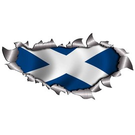 Small Single St Andrews Flag Metal Rip Open Sticker