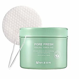 MIZON Pore Fresh Peeling Toner, AHA, BHA, PHA, Peeling Pads, Soothing, Exfoliating, Toning, Pore-Tightening, Toner Pad (60 Pads)