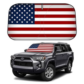 D-Lumina Windshield Sun Shade American Flag for 2010-2025 Toyo-ta 4Runner Accessories, Front Window Sunshade Sun Visor Protector Sun Shield Block UV Rays Heat, Foldable 2 Layers 210T Material